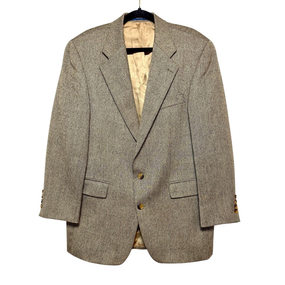 Vintage Ralph Lauren Old Money Tweed Wool Blazer Mens Size 42R Preppy Classic